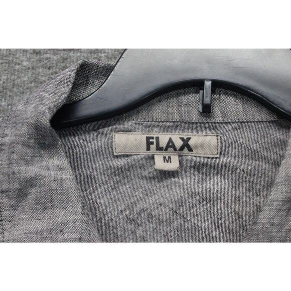 FLAX Linen Button Top Gray Size Medium Lagenlook Oversized - Picture 3 of 6